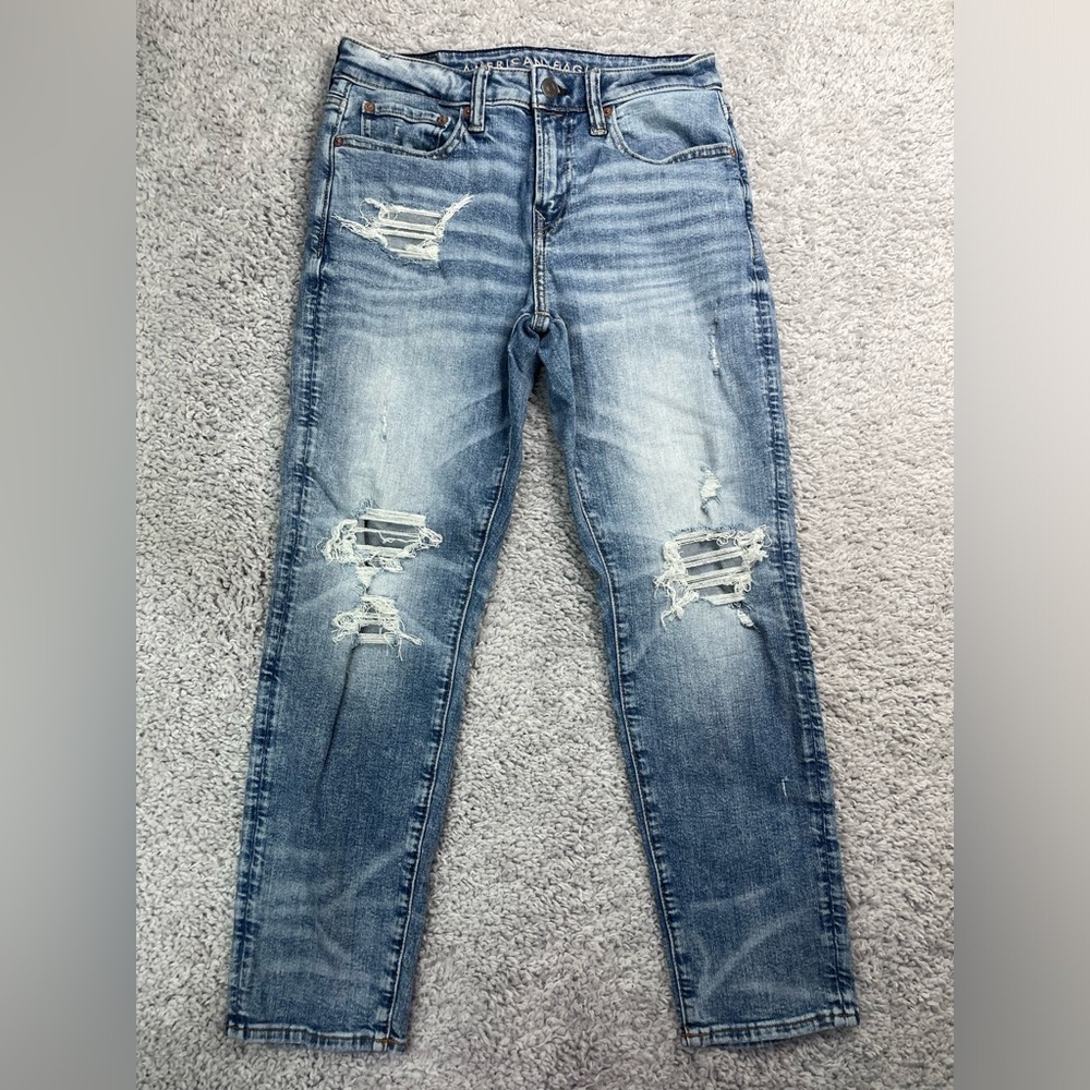 American Eagle Jeans Womens 28 Aitrflex + Athletic Fit Straight Distressed Denim